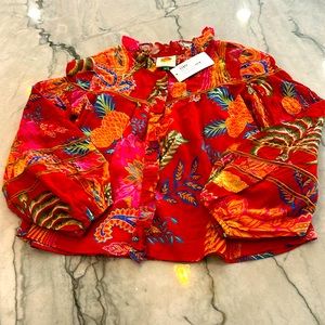 Farm Rio , Cropped Mystic Bush Blouse , X Small , Brand new  , with tags .